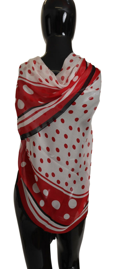 Red White Polka Dots Shawl Wrap Scarf