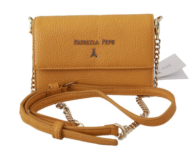 Yellow Logo Leather Shoulder Strap Sling Bag