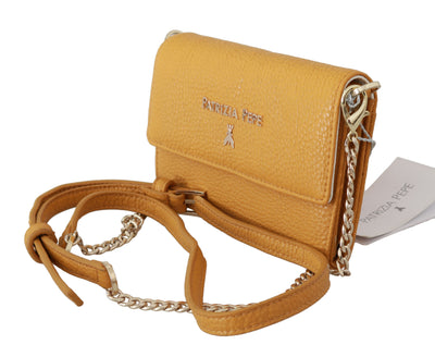 Yellow Logo Leather Shoulder Strap Sling Bag