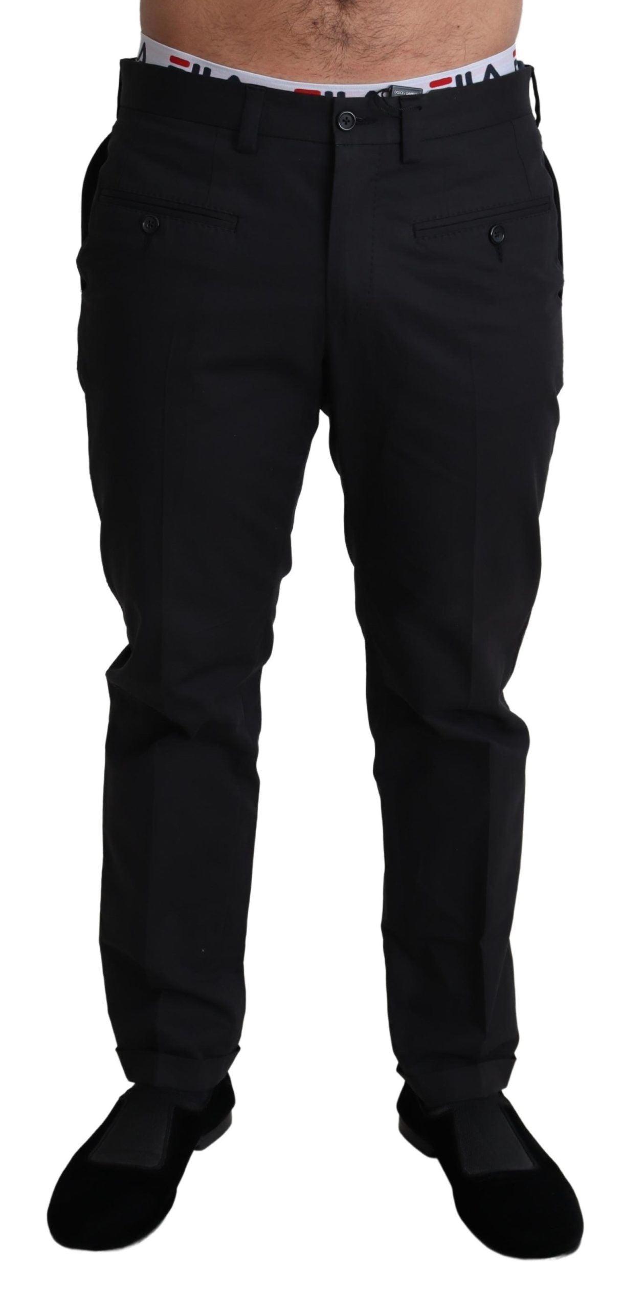 Black Cotton Stretch Dress Formal Trouser Pants