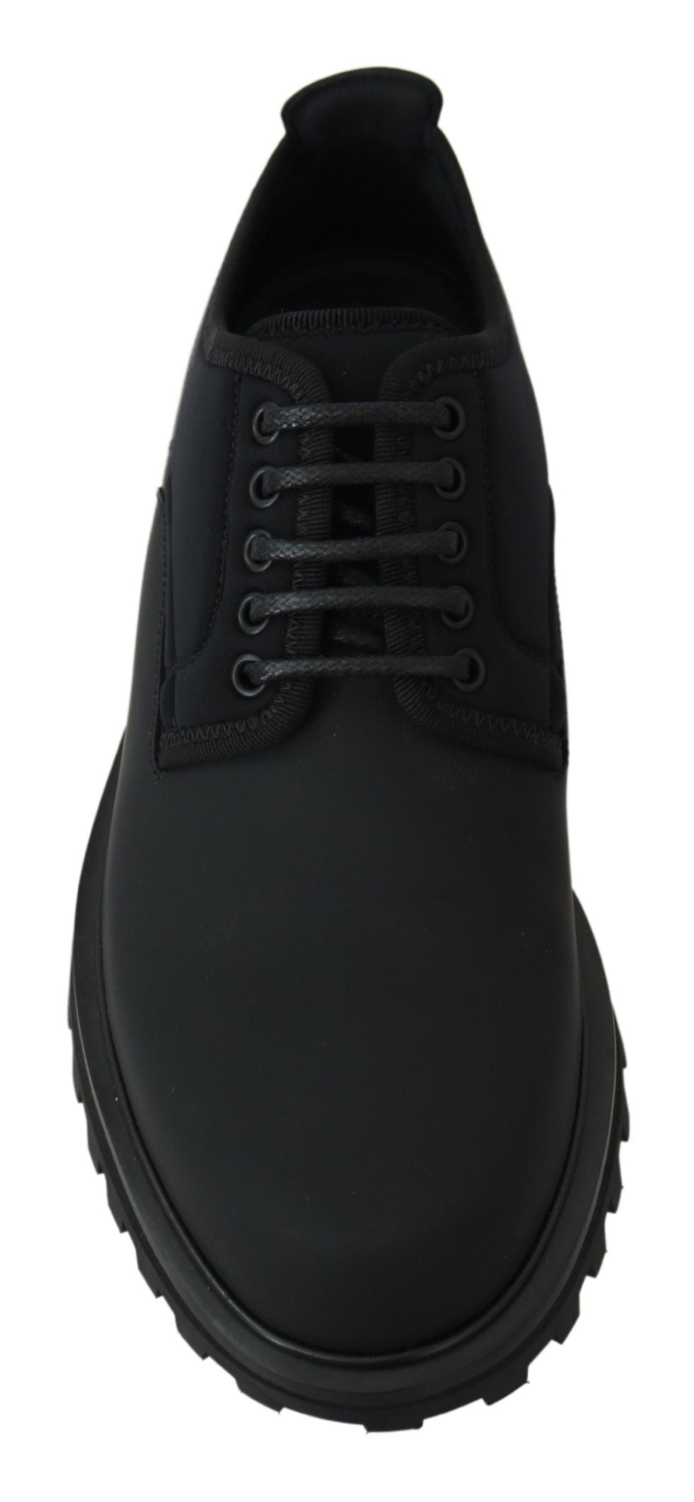 Black Rubberized Calfskin Chunky Derby Vulcano Shoes