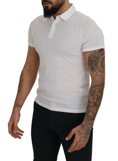 White Cotton Collared Short Sleeves Polo T-shirt