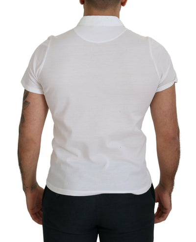 White Cotton Collared Short Sleeves Polo T-shirt