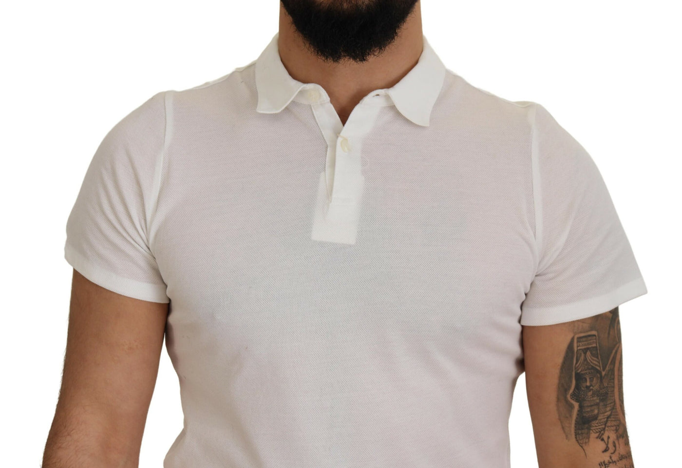 White Cotton Collared Short Sleeves Polo T-shirt