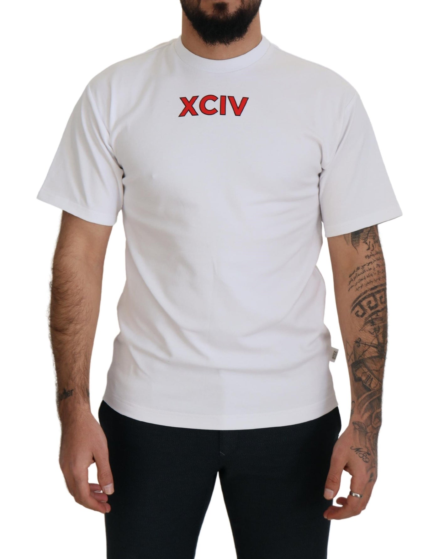 White Logo Print Cotton Short Sleeves T-shirt