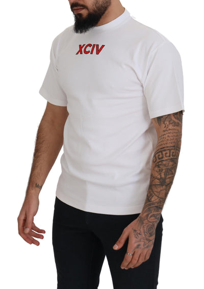 White Logo Print Cotton Short Sleeves T-shirt