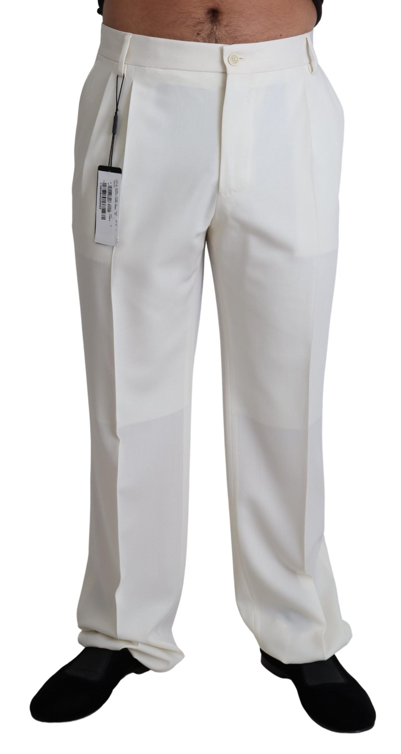 White Virgin Wool Dress Formal Trouser  Pants