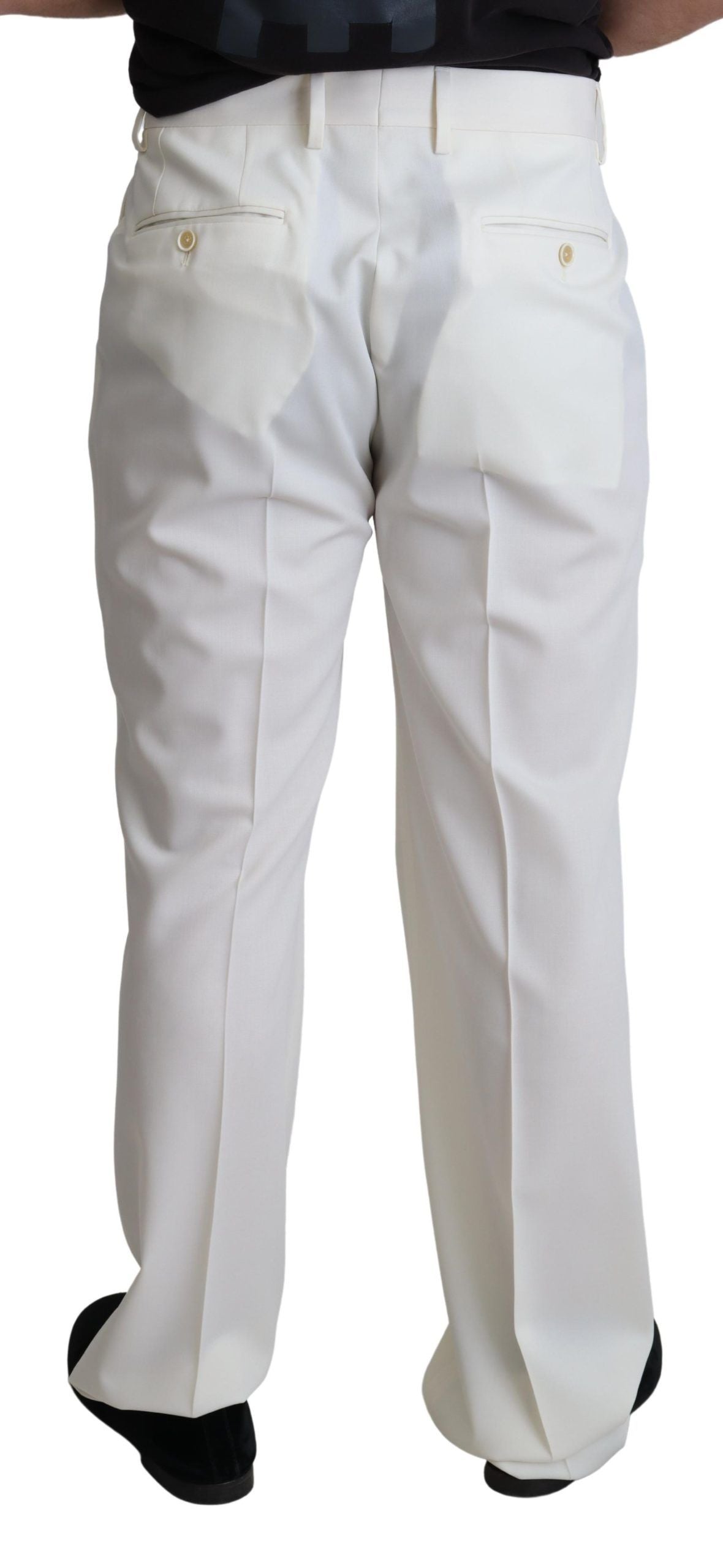 White Virgin Wool Dress Formal Trouser  Pants