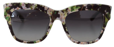 Black DG4231F Floral Acetate Rectangle Shades Sunglasses