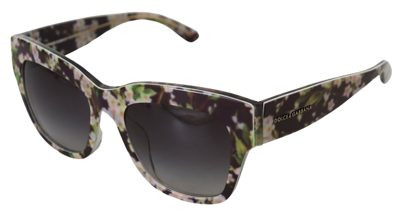 Black DG4231F Floral Acetate Rectangle Shades Sunglasses