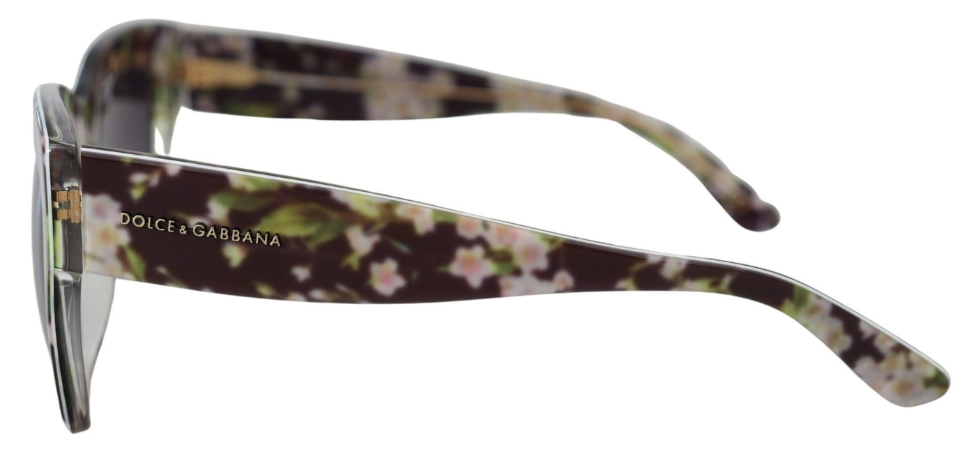 Black DG4231F Floral Acetate Rectangle Shades Sunglasses