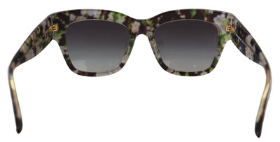 Black DG4231F Floral Acetate Rectangle Shades Sunglasses