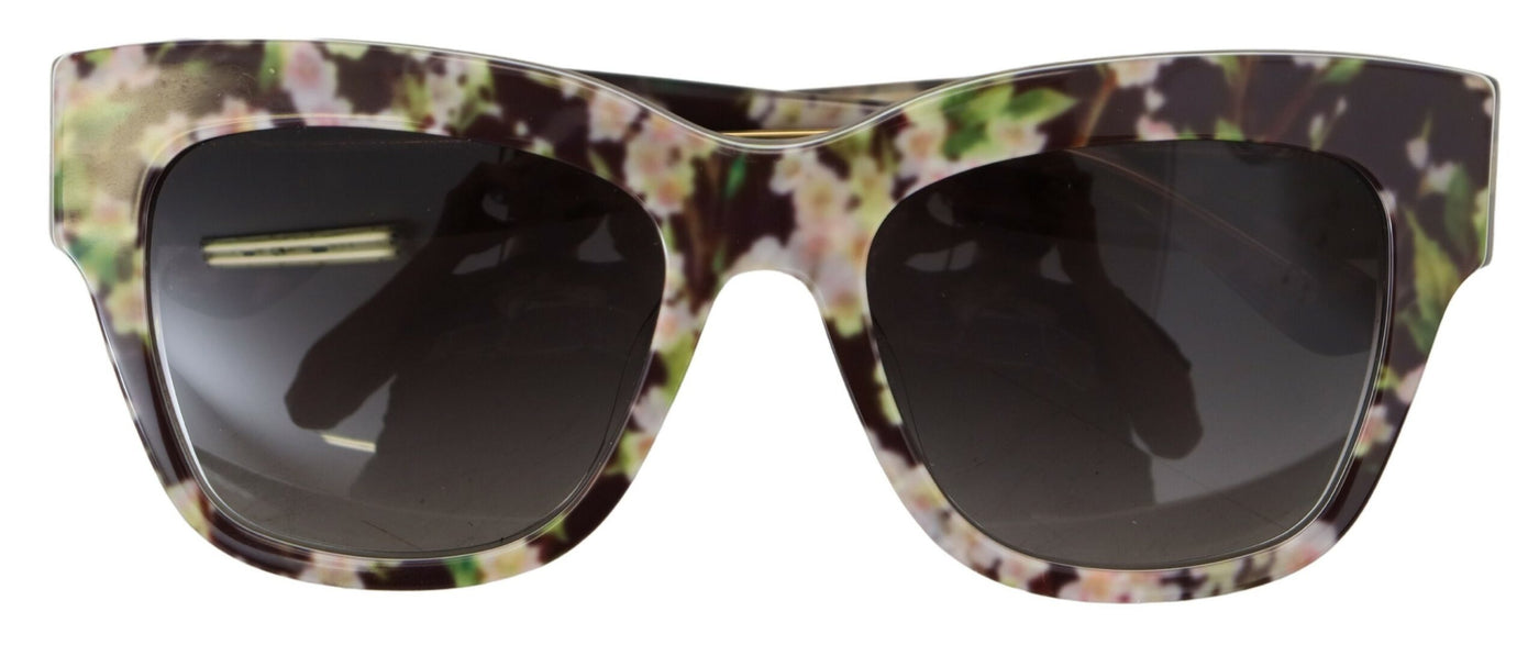 Black DG4231F Floral Acetate Rectangle Shades Sunglasses