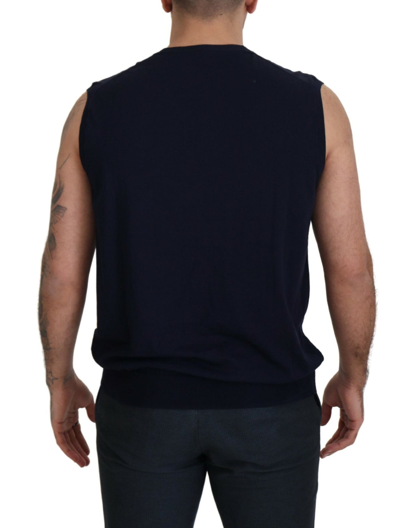 Black Cotton V-neck Sleeveless Tank T-shirt