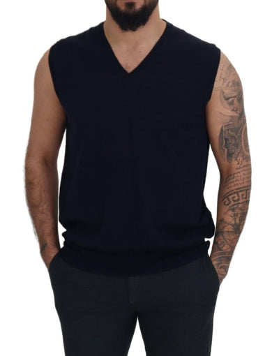 Black Cotton V-neck Sleeveless Tank T-shirt