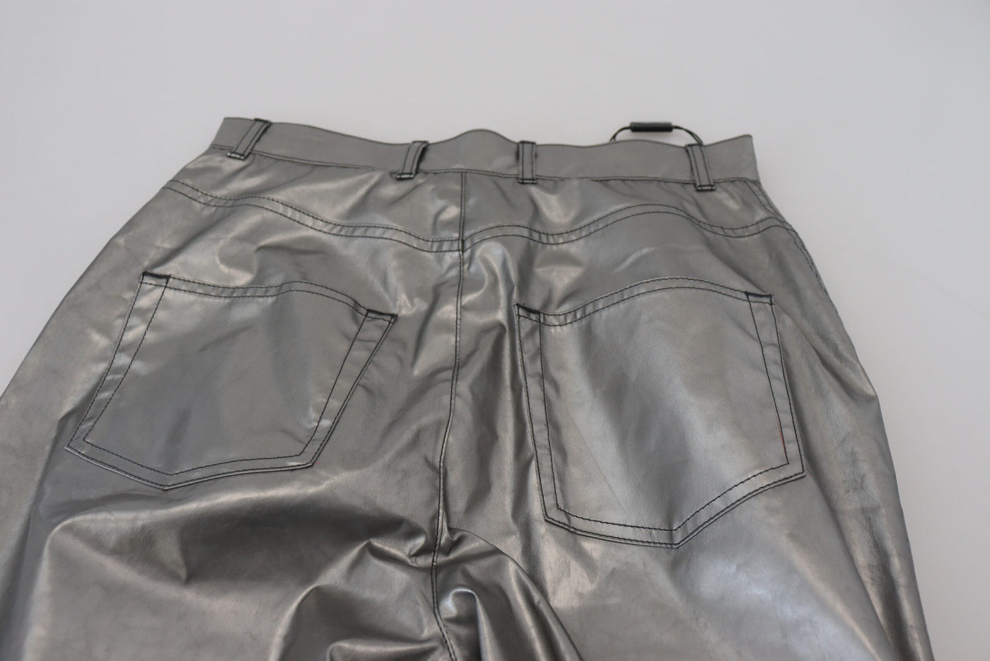 Metallic Silver High Waist Skinny Pants