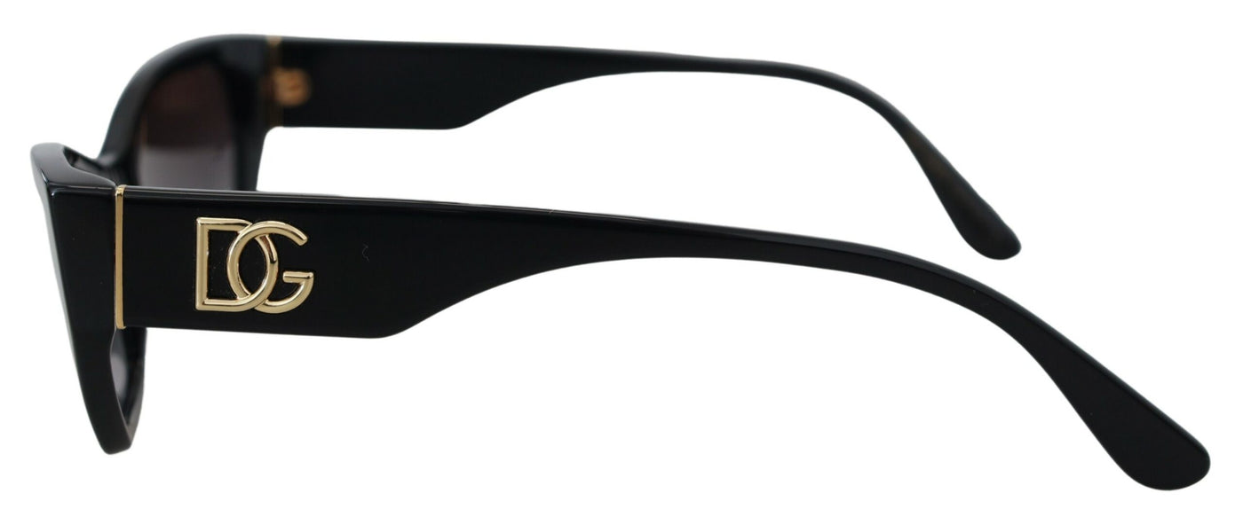 Black DG4375 Acetate Square Frame Gray Lens Sunglasses