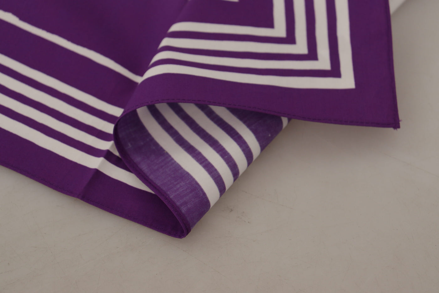 Purple White Cotton Stripe Square Wrap Scarf