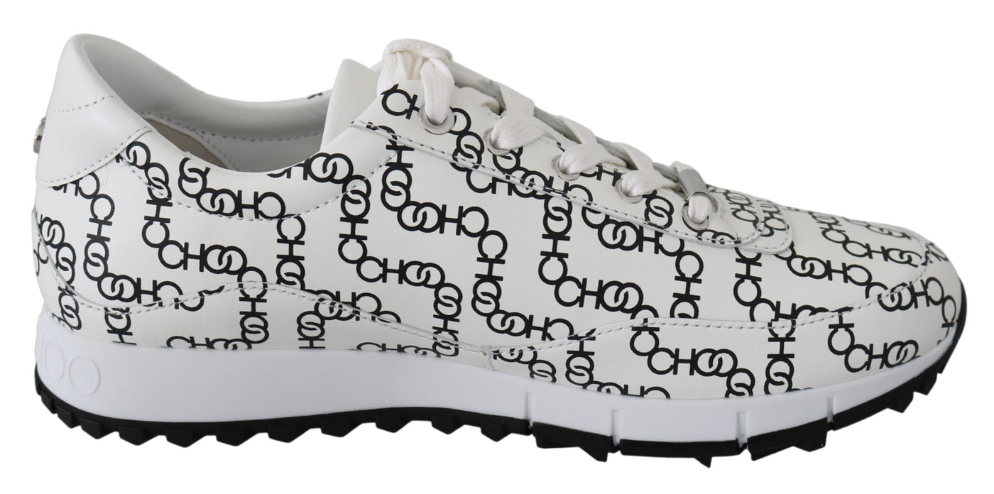 White and Black Leather Monza Sneakers