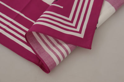 Pink White Cotton Stripe Square Wrap Scarf