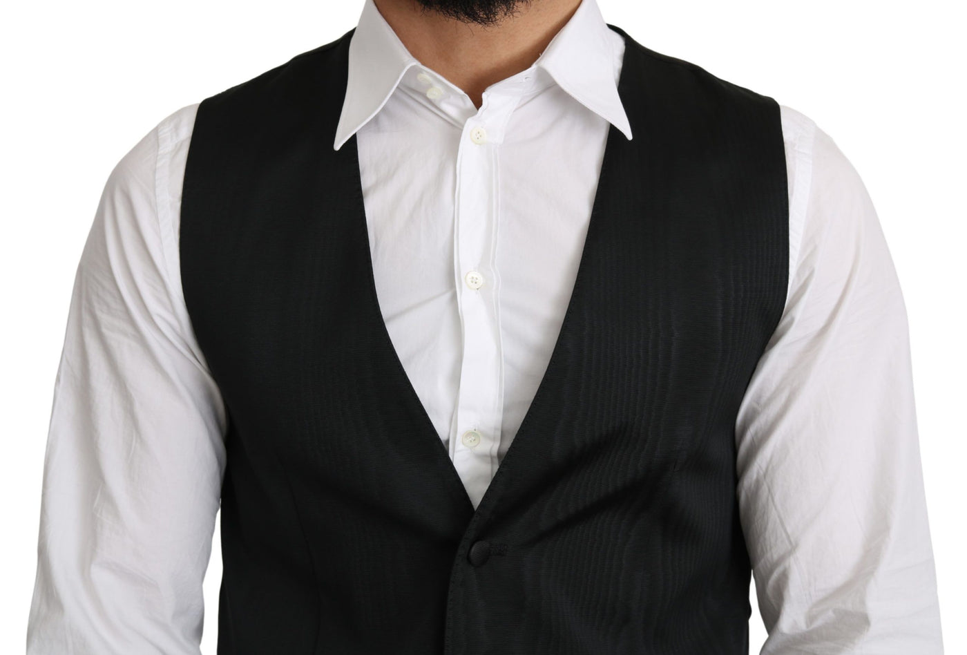 Gray 100% Silk Formal Coat Vest