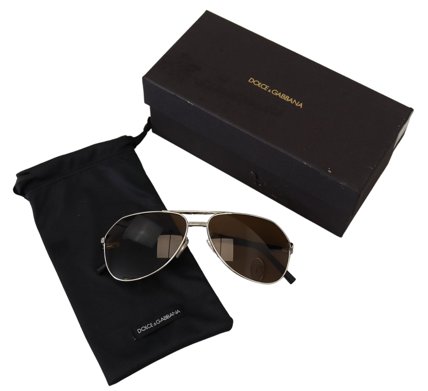 White Gold Plated Aviator Brown Lens DG2106K Sunglasses