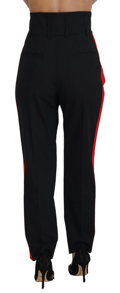 Black High Waist Tapered Wool Pants