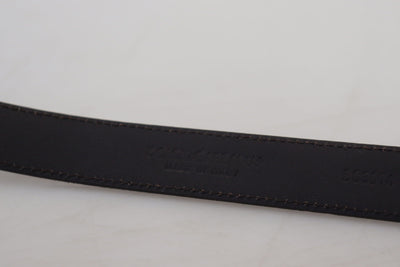 Dark Brown Leather Antique Metal Buckle Men Belt