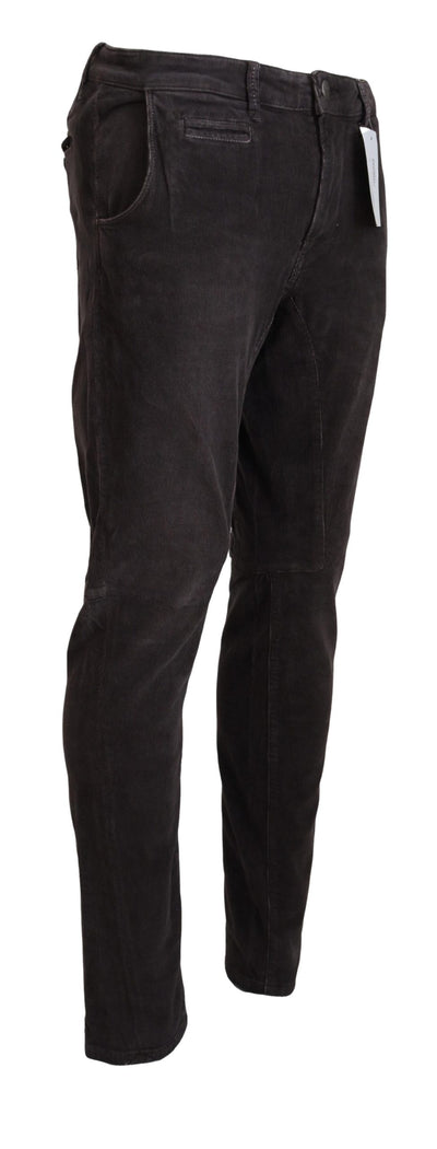 Brown Cotton Straight Fit Men Casual Pants