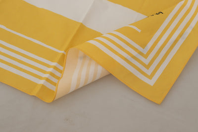 Yellow White Cotton Striped Square Wrap Scarf