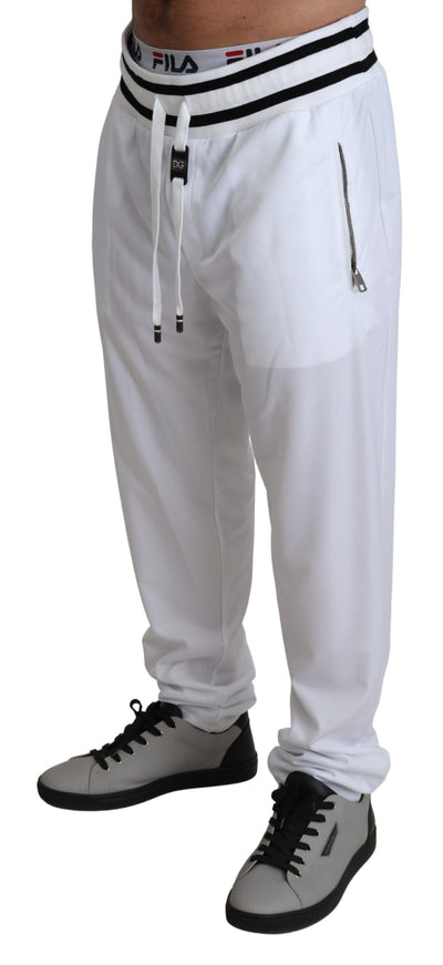 White Polyester Logo Patch Sweatpants Pants