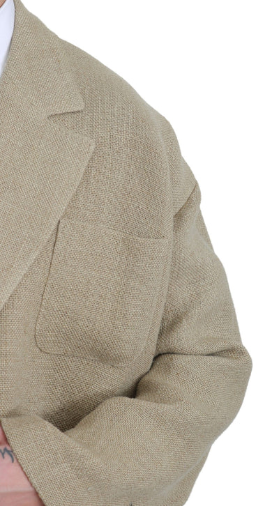 Beige Jacket Coat 100% Jute Blazer Coat