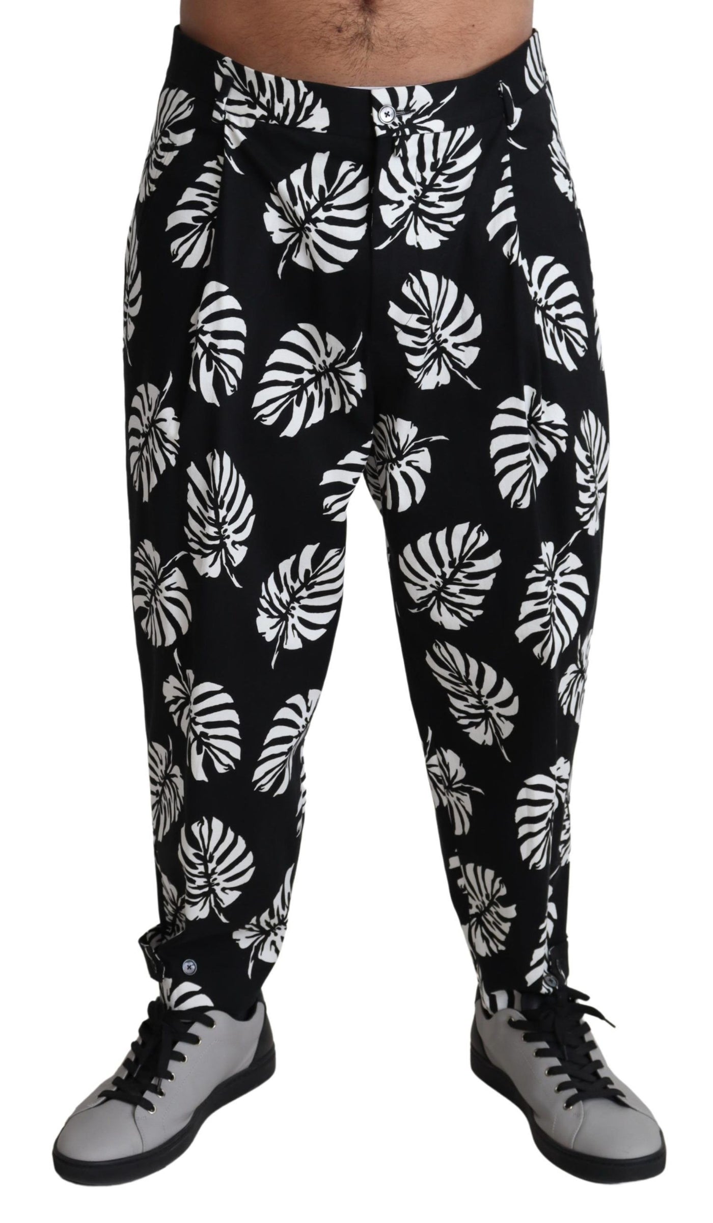 Black Leaf Cotton Stretch Trouser Pants Pants