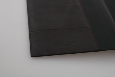 Black Leather Bifold Travel Holder Logo Wallet