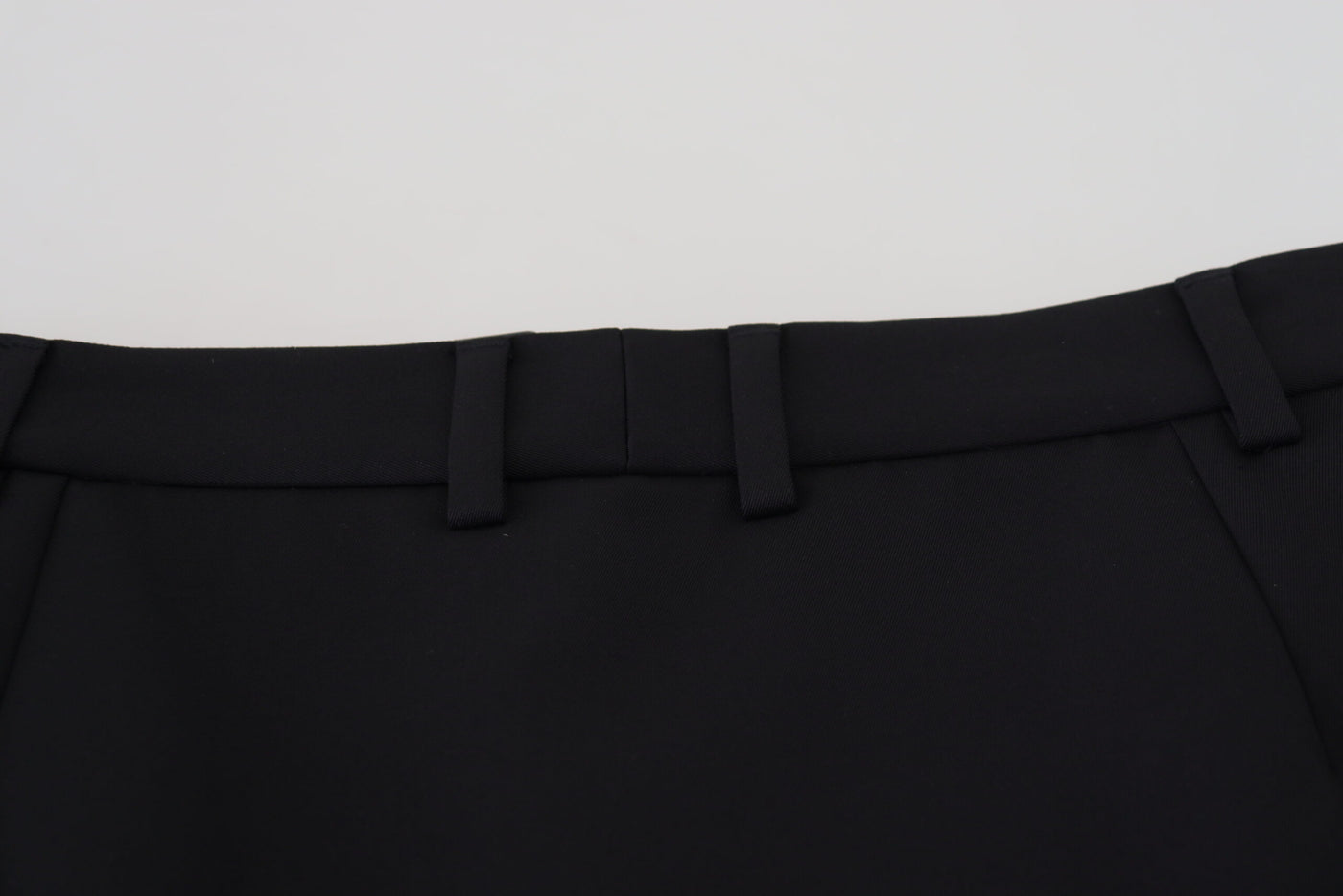 Black Wool A-line High Waist Mini Skirt