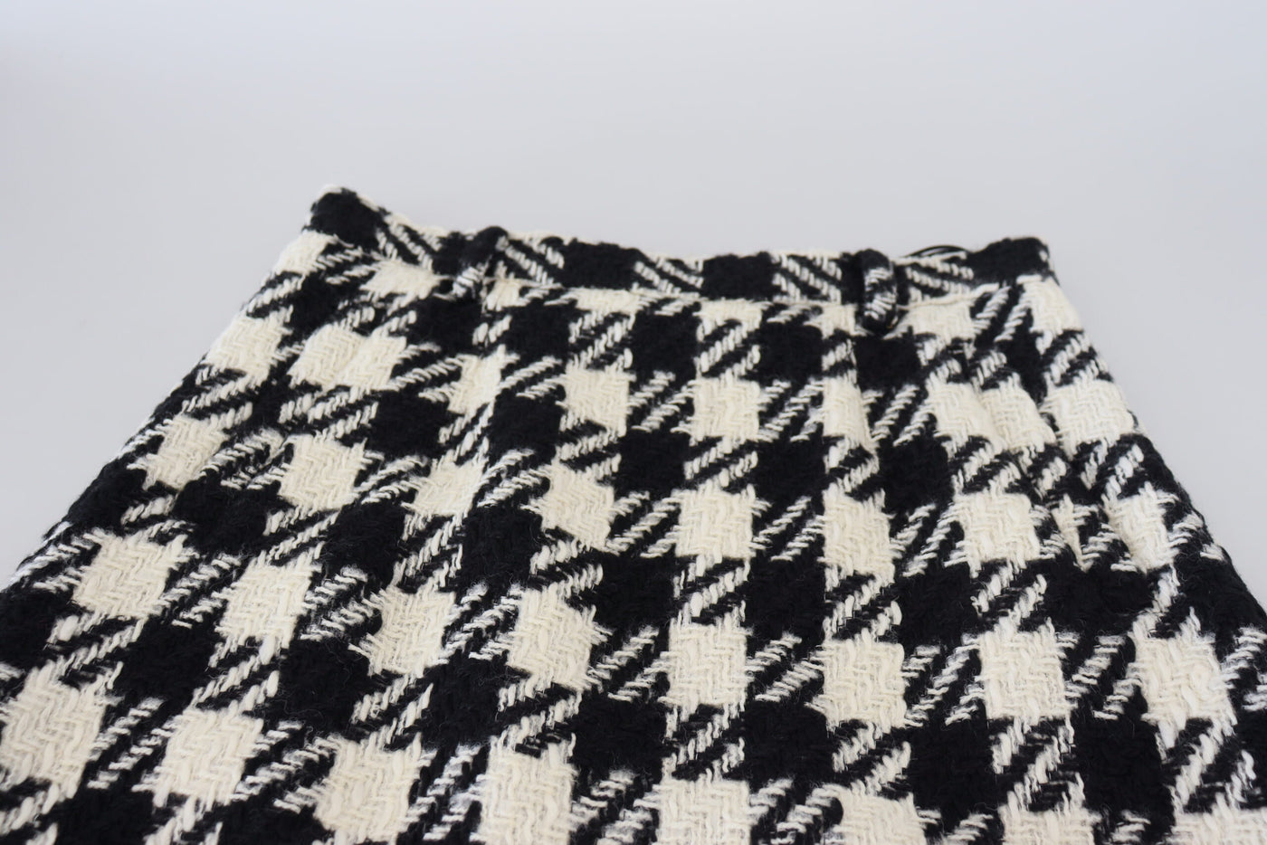 Black White Houndstooth High Waist Skirt