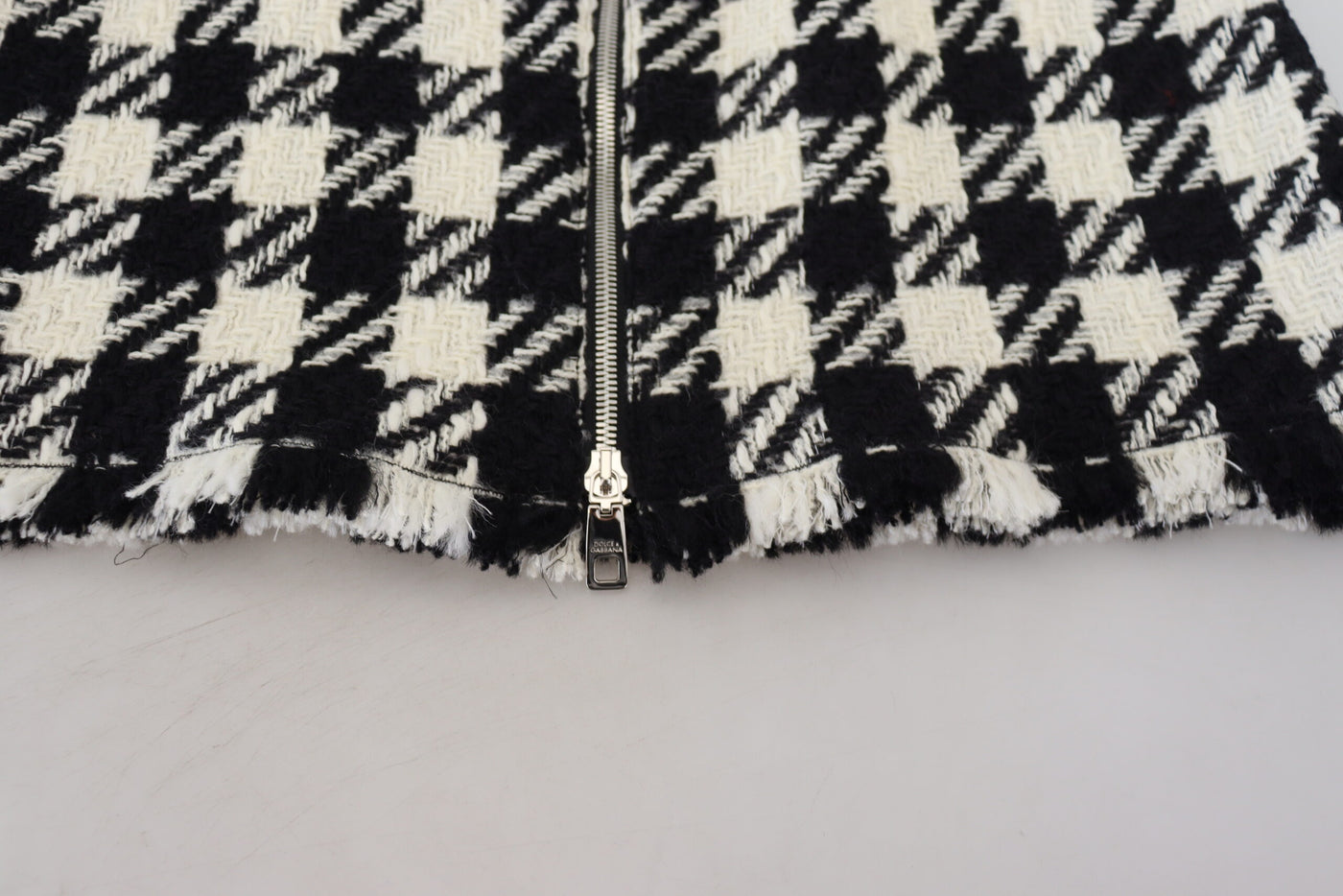 Black White Houndstooth High Waist Skirt