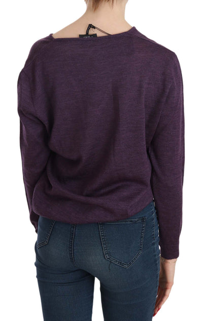 Purple V-neck Long Sleeve Pullover Top