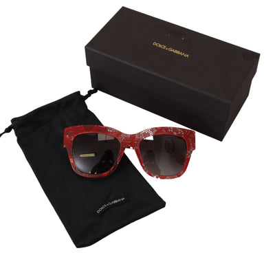 Red DG4231F Lace Acetate Rectangle Shades Sunglasses