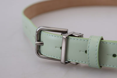 Mint Green Leather Silver Tone Metal Buckle