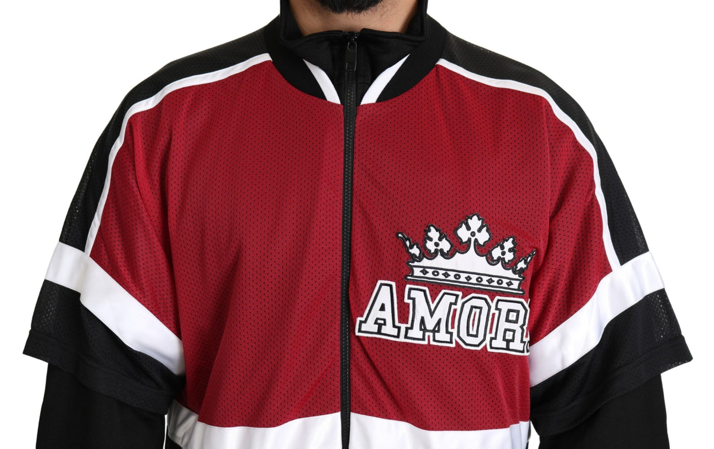 Red Black AMORE Sport Full Zipper Sweater