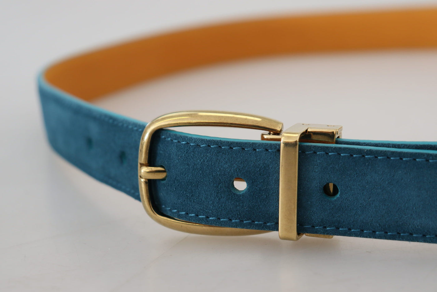 Blue Velvet Leather Silver DG Metal Buckle Belt