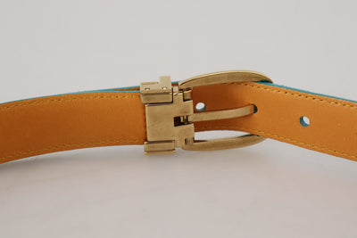 Blue Velvet Leather Silver DG Metal Buckle Belt