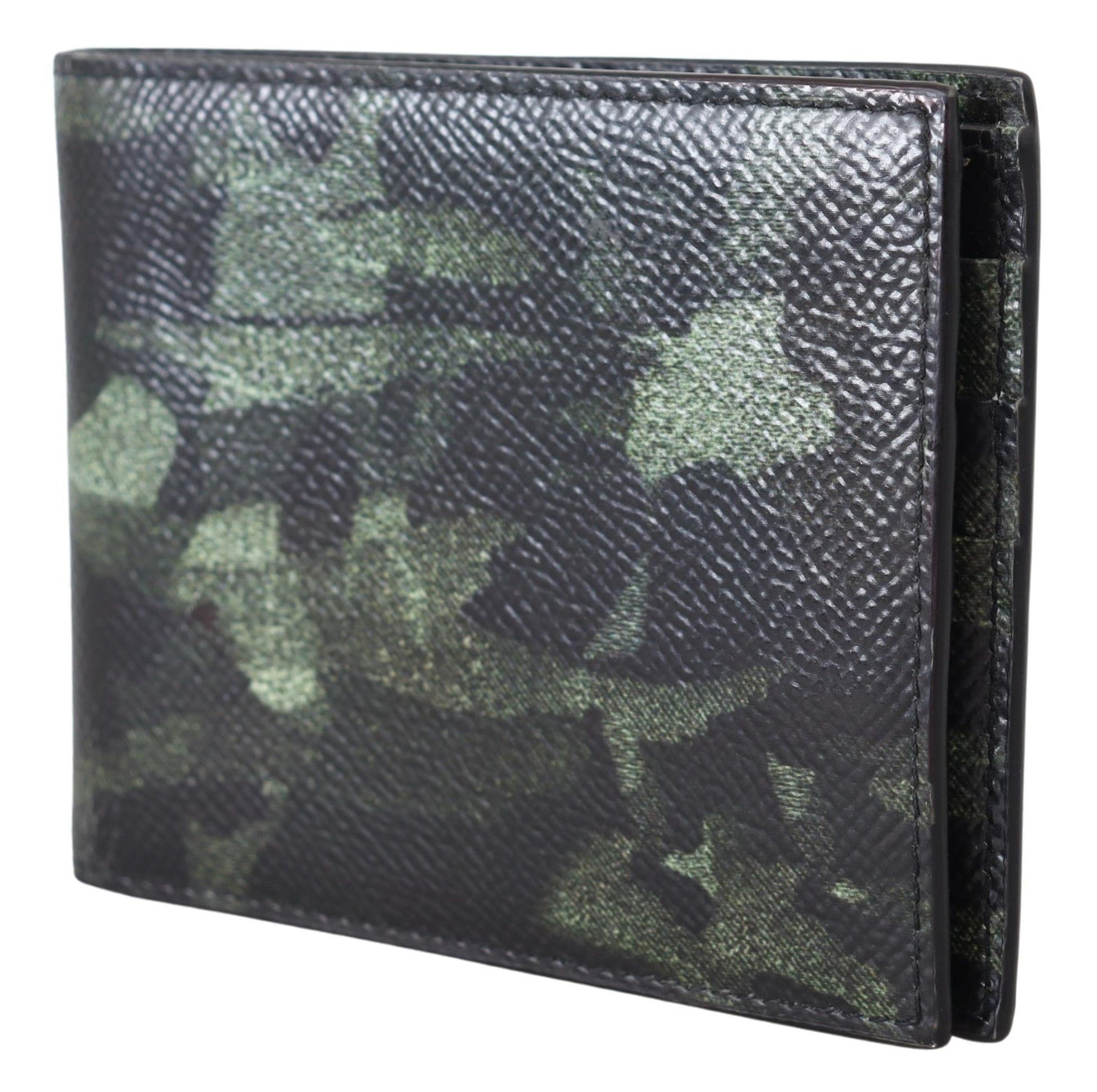 Green Leather Mens Card Holder Bifold Wallet