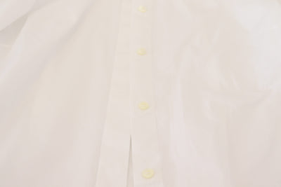 White Cotton Collared Long Sleeves Formal Top