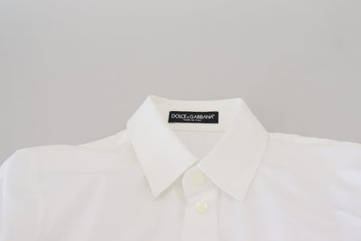 White Cotton Collared Long Sleeves Formal Top