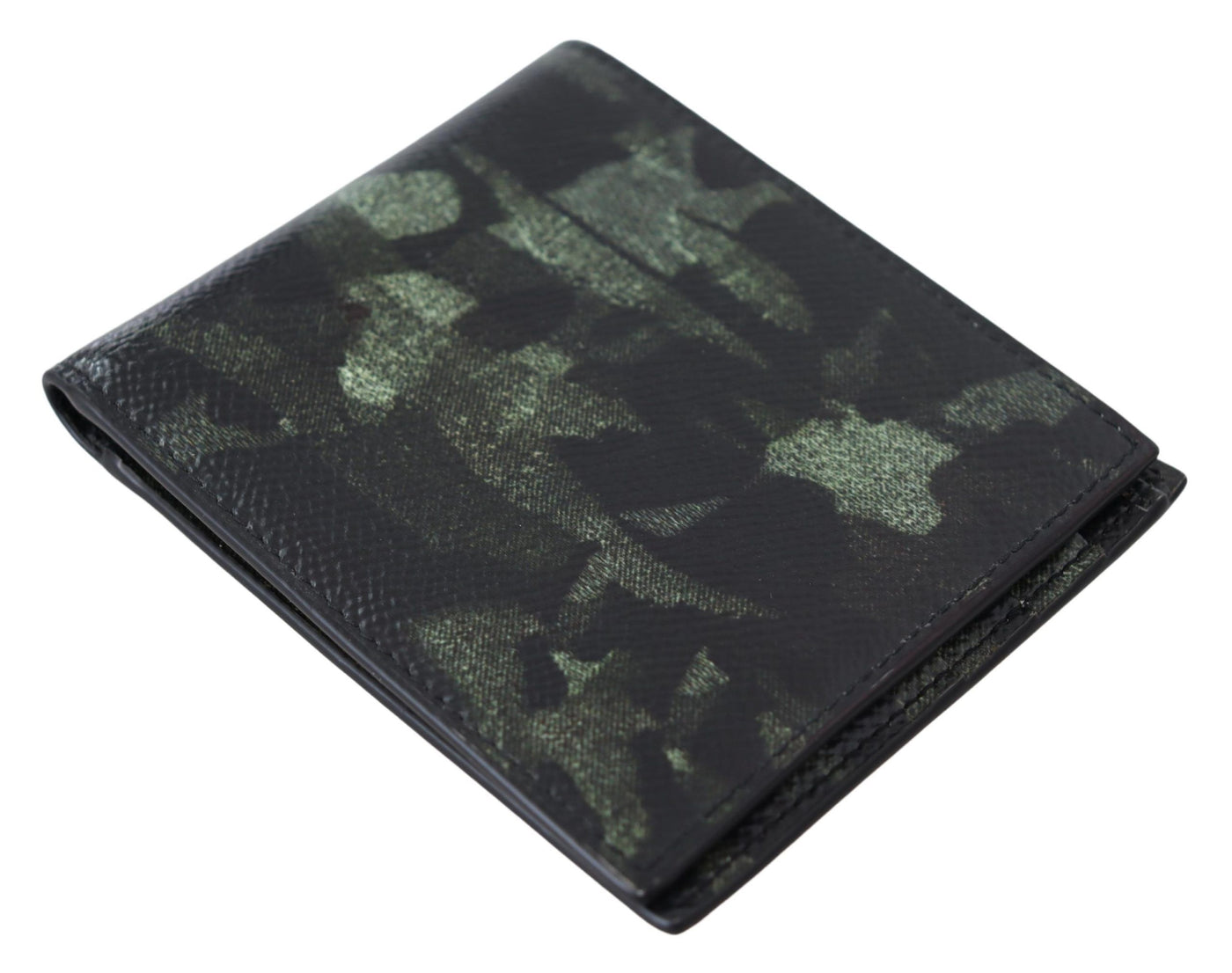 Green Leather Mens Card Holder Bifold Wallet