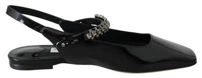 Black Patent Leather Mahdis Flat Shoes