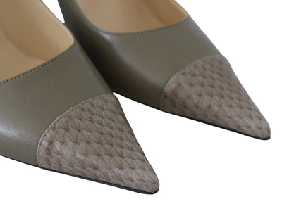 Pebble Green Leather Amika Pumps