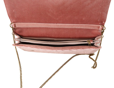 Pink Leather Crystals Shoulder Chain Strap Women Bag